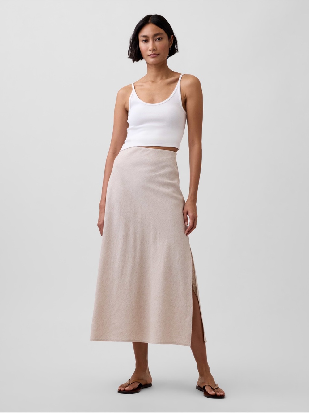 GAP Linen Blend Maxi Slip Skirt NWT